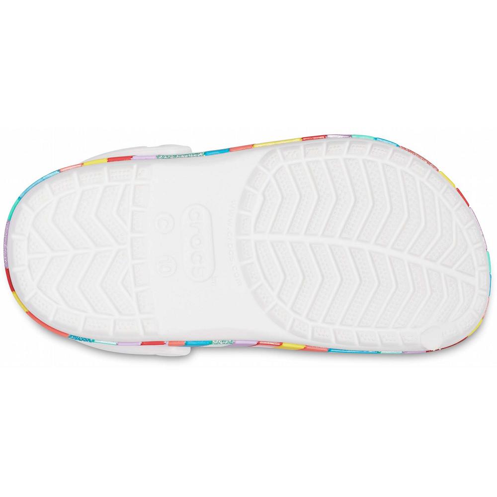 White Girls' Crocs Crocband™ Chevron Beaded Clogs | NZ 1494SGLO